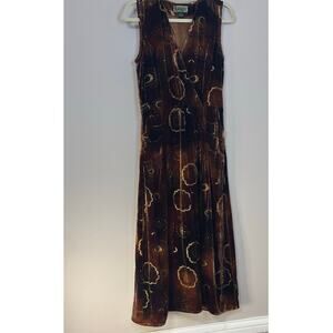 2OH threads rayon, silk blend velvet burnout maxi, sleeveless v-neck size small